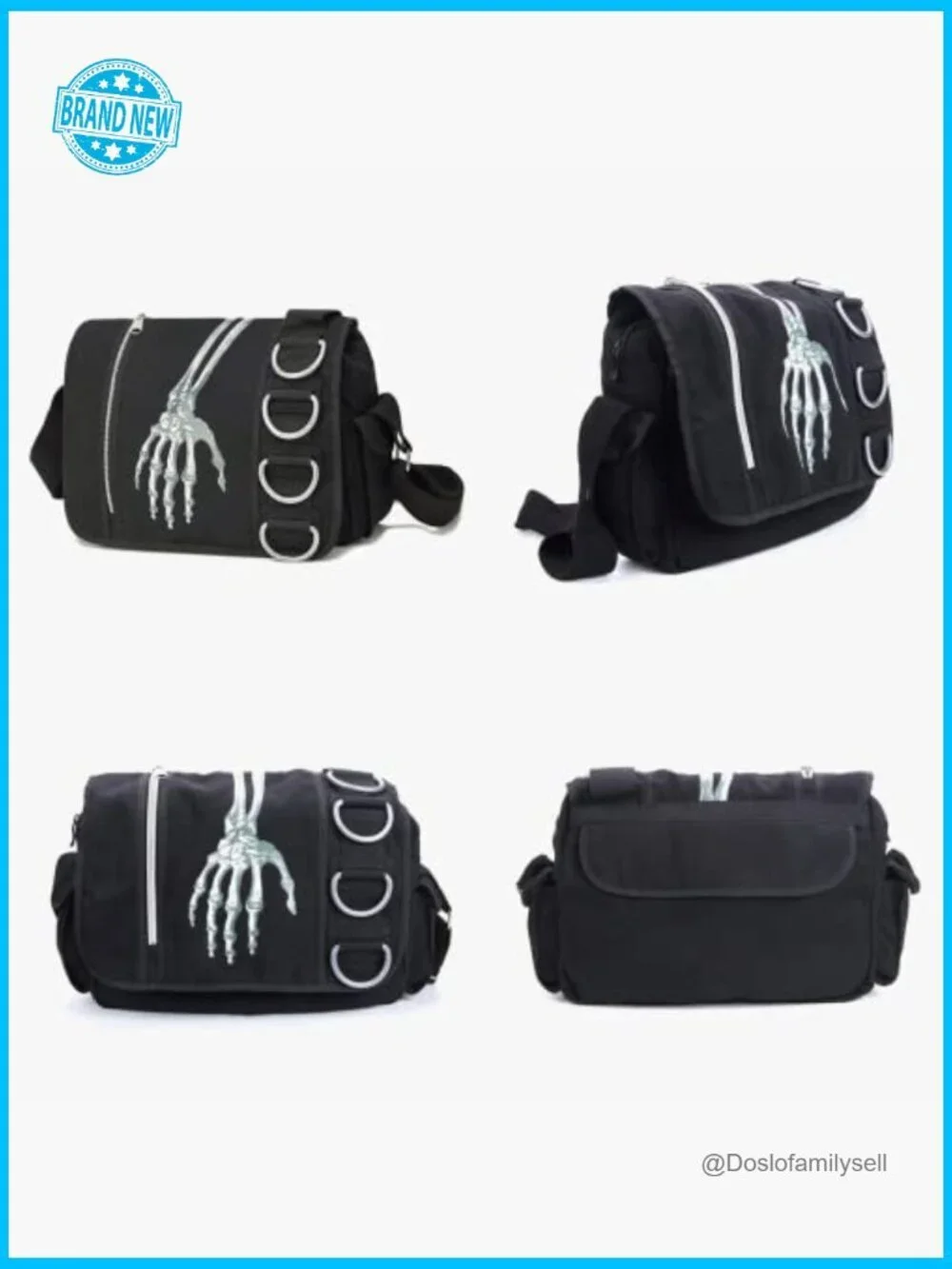 Gothic Canvas Backpack Y2K Grunge Messenger Bag Skull Print Large Capacity